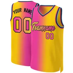 Pink Yellow-Black Gradient Fashion Basketball Jersey 1