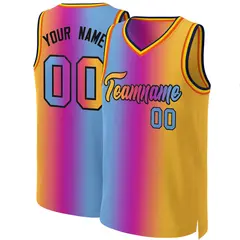 Pink Yellow-Black Gradient Fashion Basketball Jersey 1