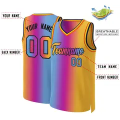 Pink Yellow-Black Gradient Fashion Basketball Jersey 2