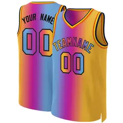 Pink Yellow-Black Gradient Fashion Basketball Jersey 1