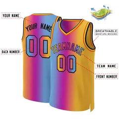 Pink Yellow-Black Gradient Fashion Basketball Jersey 2
