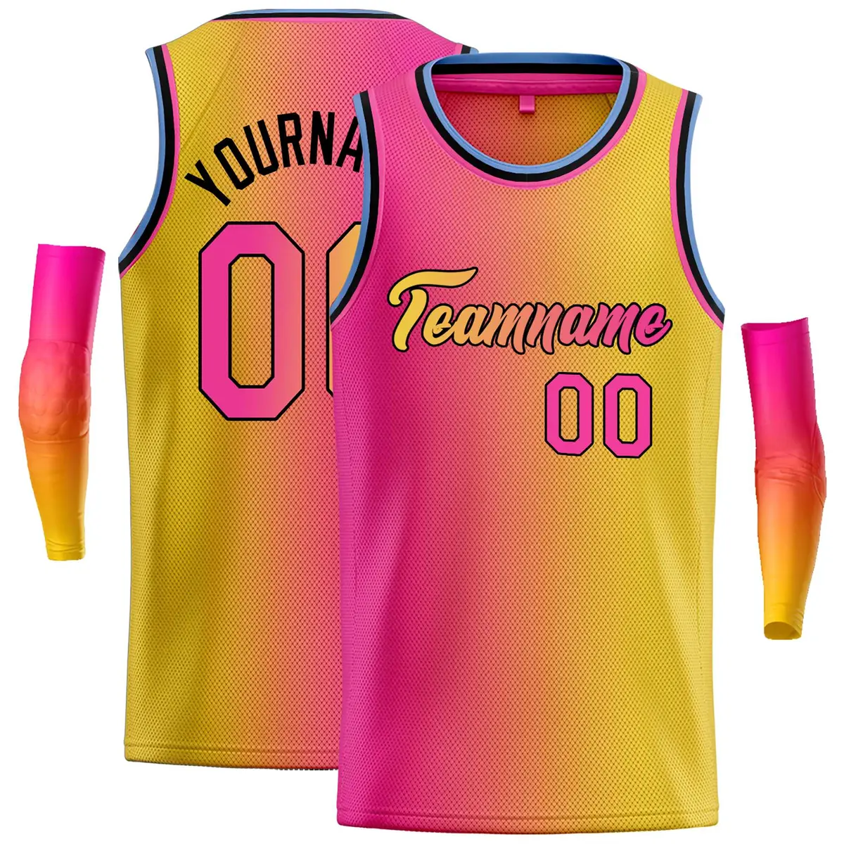 Pink Yellow Black-Yellow Gradient Heal Basketball Jersey