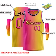Pink Yellow Black-Yellow Gradient Heal Basketball Jersey 2