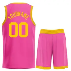 Pink Yellow Bull Classic Sets Basketball Jersey 2