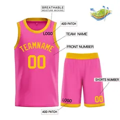 Pink Yellow Bull Classic Sets Basketball Jersey 3