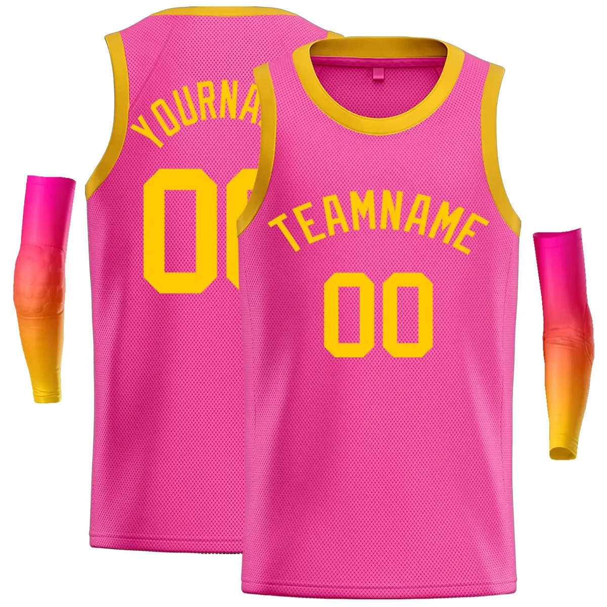 Pink Yellow Classic Casual Basketball Jersey