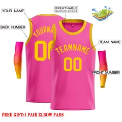 Pink Yellow Classic Casual Basketball Jersey 2