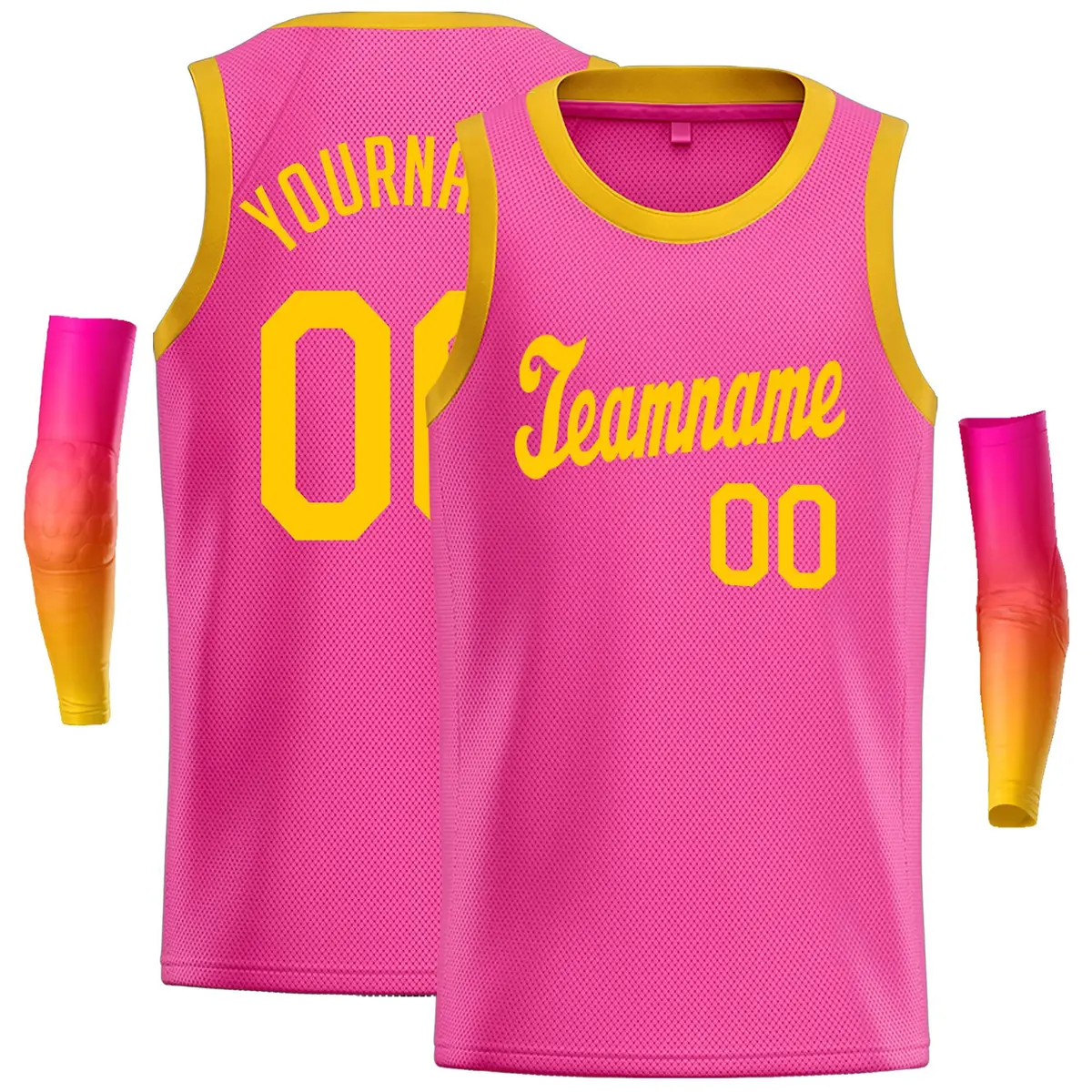 Pink Yellow Classic Casual Basketball Jersey
