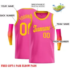 Pink Yellow Classic Casual Basketball Jersey 2
