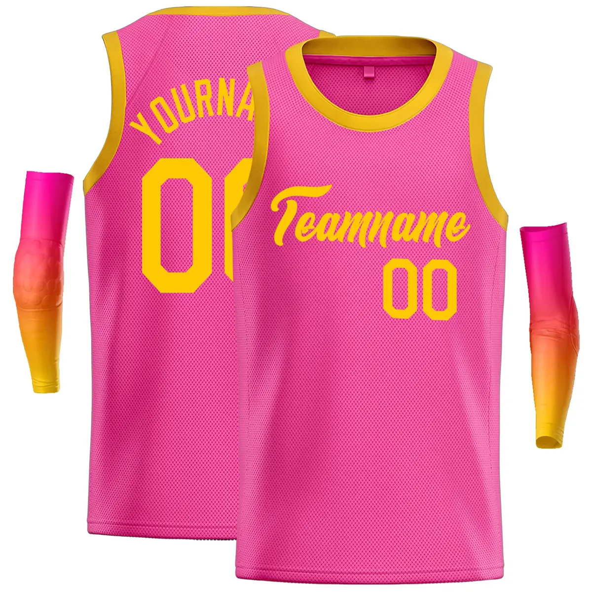 Pink Yellow Classic Casual Basketball Jersey