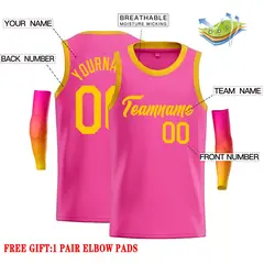 Pink Yellow Classic Casual Basketball Jersey 2