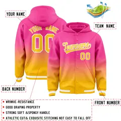 Pink Yellow Gradient Letterman Varsity Jacket Hoodie 4