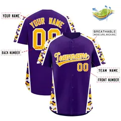 Pink Yellow Side Camo Baseball Jersey 2