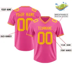 Pink Yellow Square Neckline Football Jersey 2