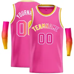 Pink Yellow-White Classic Casual Basketball Jersey