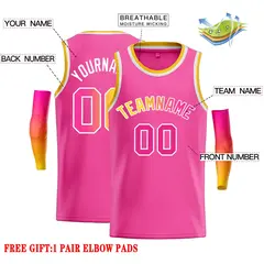 Pink Yellow-White Classic Casual Basketball Jersey 2