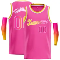 Pink Yellow-White Classic Casual Basketball Jersey