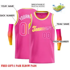 Pink Yellow-White Classic Casual Basketball Jersey 2