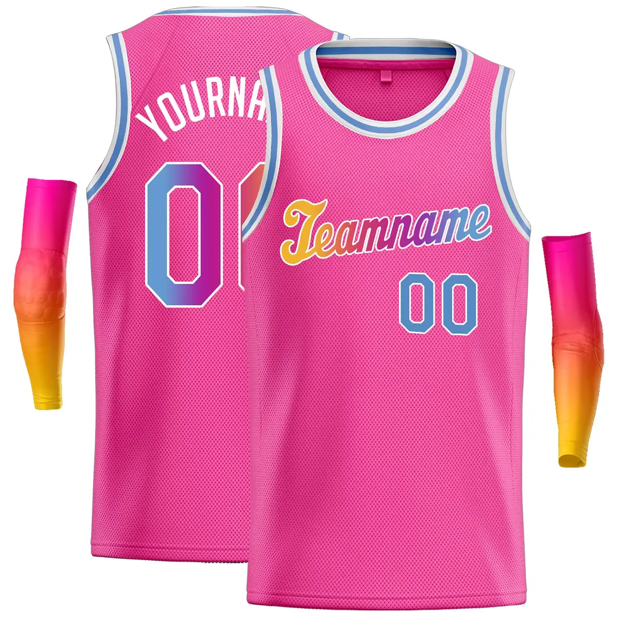 Pink Yellow-White Classic Casual Basketball Jersey