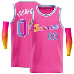 Pink Yellow-White Classic Casual Basketball Jersey
