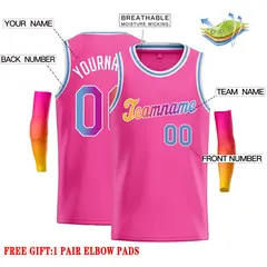 Pink Yellow-White Classic Casual Basketball Jersey 2