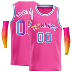 Pink Yellow-White Classic Casual Basketball Jersey 1