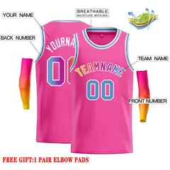 Pink Yellow-White Classic Casual Basketball Jersey 2