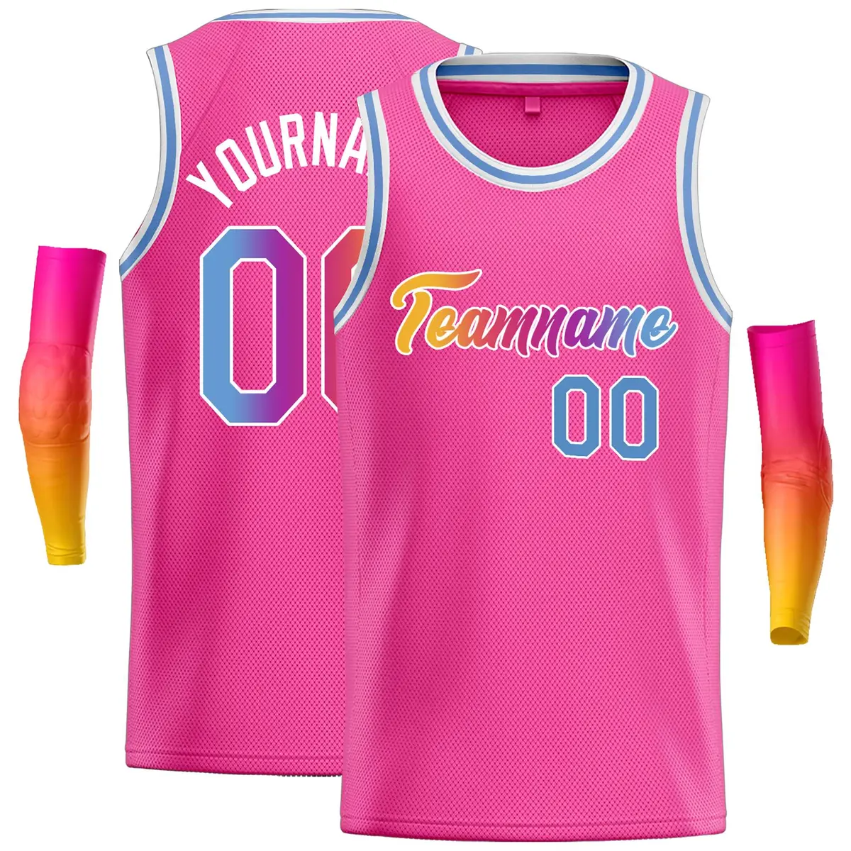 Pink Yellow-White Classic Casual Basketball Jersey