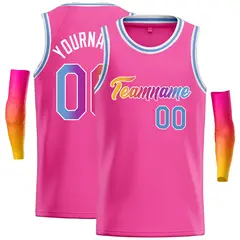 Pink Yellow-White Classic Casual Basketball Jersey