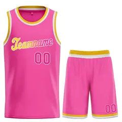 Pink Yellow-White Classic Sets Basketball Jersey