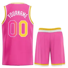 Pink Yellow-White Classic Sets Basketball Jersey 2