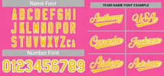 Pink Yellow-White Full-Button Classic Baseball Jersey 3