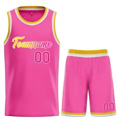 Pink Yellow-White Heal Classic Basketball Jersey Sets