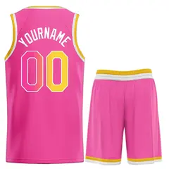 Pink Yellow-White Heal Classic Basketball Jersey Sets 2