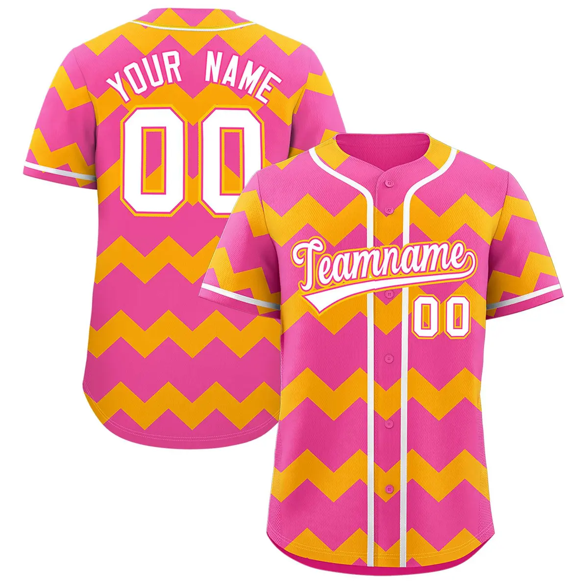 Pink Yellow White Ripple Authentic Baseball Jersey