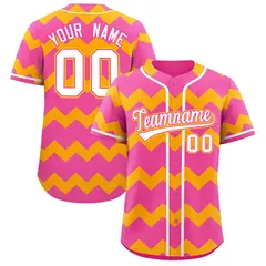 Pink Yellow White Ripple Authentic Baseball Jersey 1