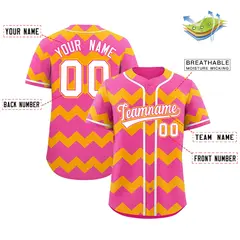 Pink Yellow White Ripple Authentic Baseball Jersey 2