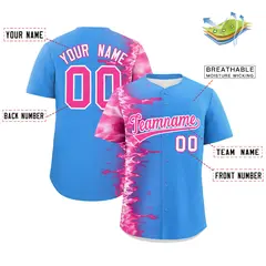 Powder Blue 3D Flame Design Authentic Baseball Jersey 2