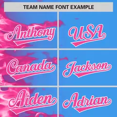 Powder Blue 3D Flame Design Authentic Baseball Jersey 3