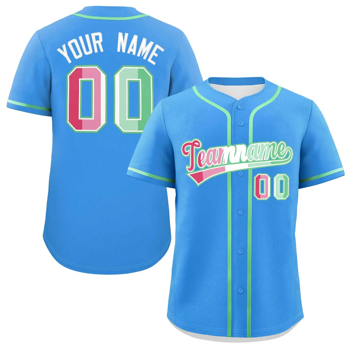 Powder Blue Abrosexual Pride Month Baseball Jersey