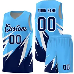 Powder Blue Abstract Mountain Pattern Basketball Jersey