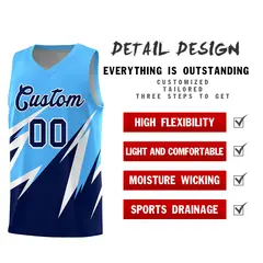 Powder Blue Abstract Mountain Pattern Basketball Jersey 2