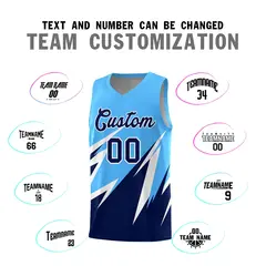 Powder Blue Abstract Mountain Pattern Basketball Jersey 3