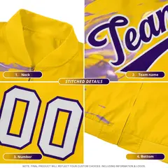 Powder Blue Banana Pattern Full-Zip Varsity Letterman Jacket 7