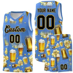 Powder Blue Beer Bubble National Beer Day Basketball Jersey 1