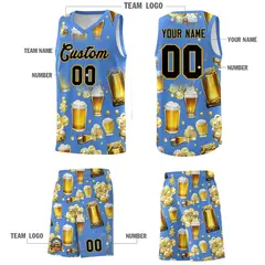 Powder Blue Beer Bubble National Beer Day Basketball Jersey 3