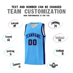Powder Blue Black Classic Sports Uniform Basketball Jersey 3