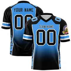 Powder Blue Black Gradient Side Pattern Football Jersey 1