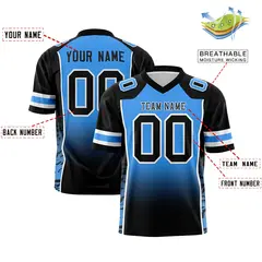 Powder Blue Black Gradient Side Pattern Football Jersey 2