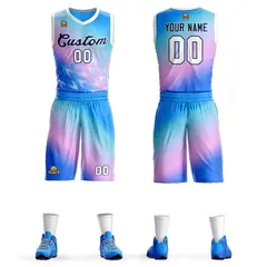 Powder Blue-Black Gradient Slash Basketball Jersey